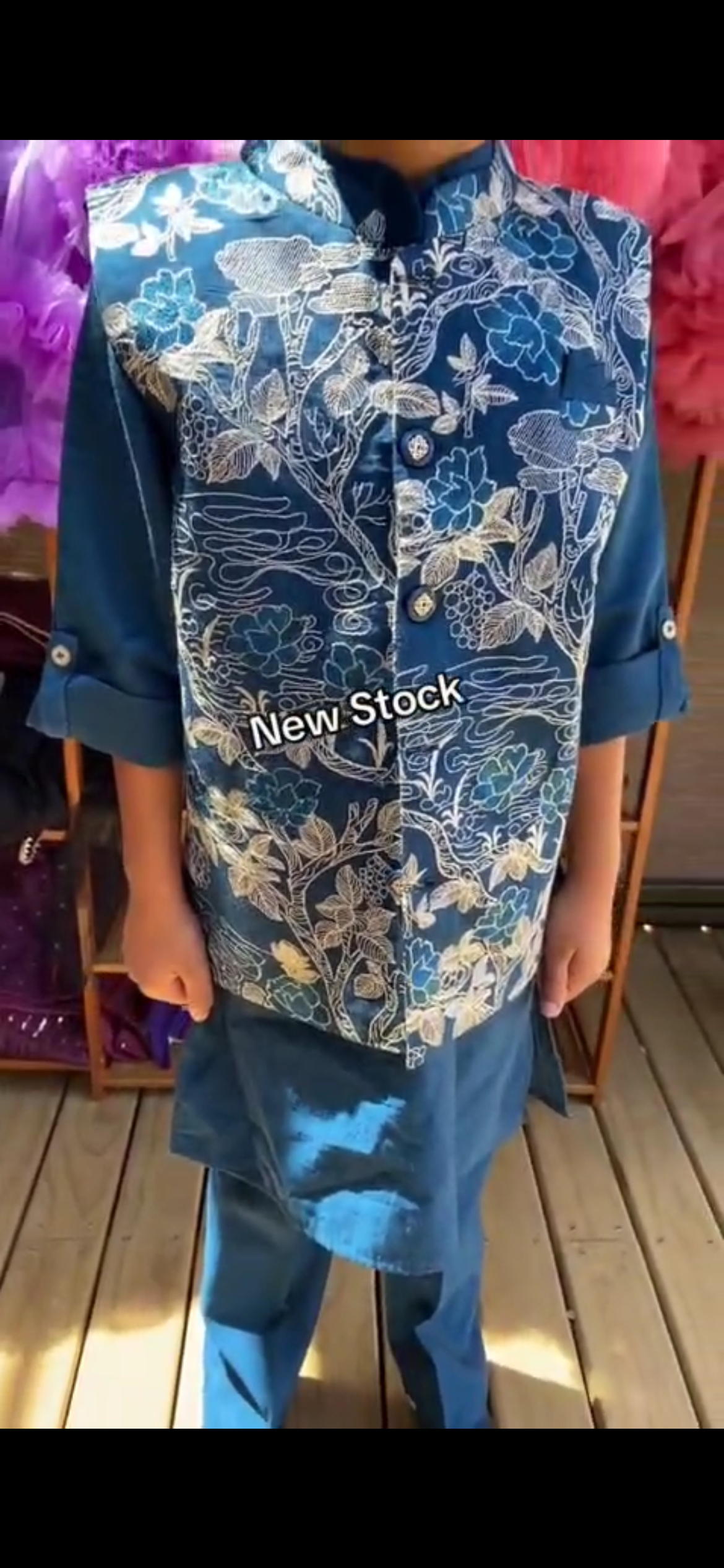 Boys Floral Kurta Set with Jacket