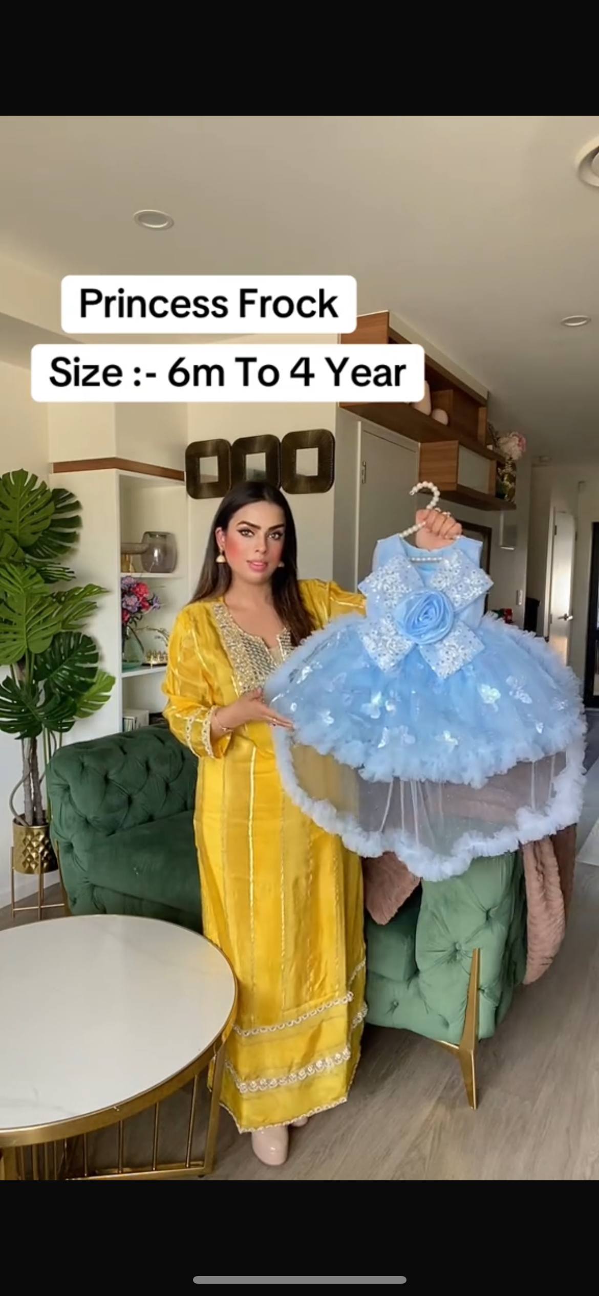 Baby Princess Blue Party Frock with Big Bow