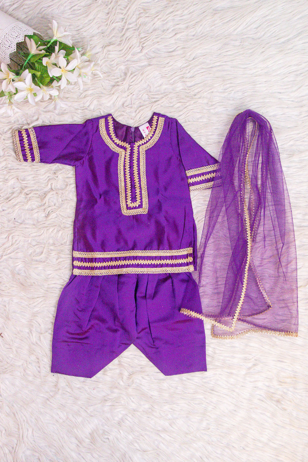 Purple Patiala Suit Set with Dupatta for Girls