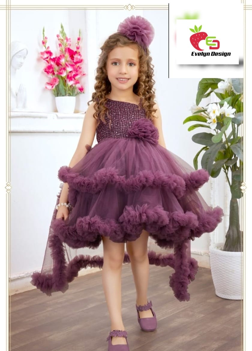 Plum Princess Party Dress with Detachable Trail