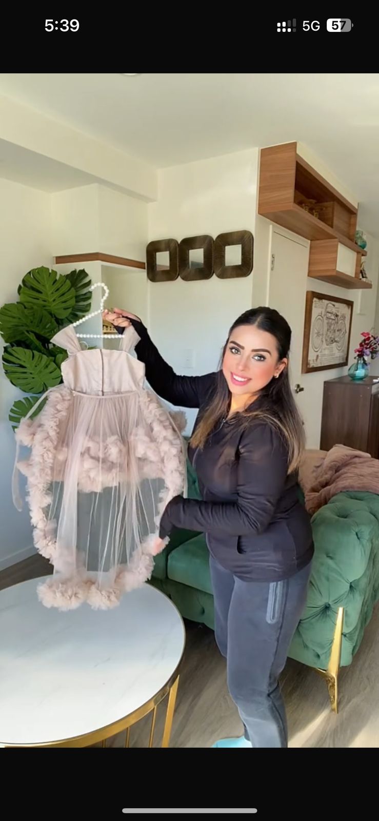 Champagne Sequin & Ruffle Net High-Low Gown for Girls