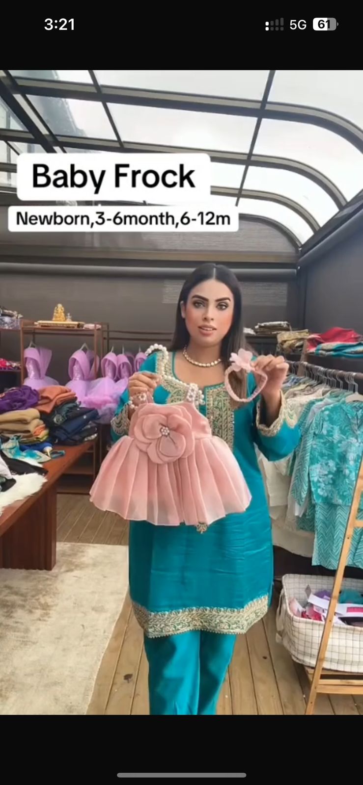 Baby Pink Party Wear Frock with Headband