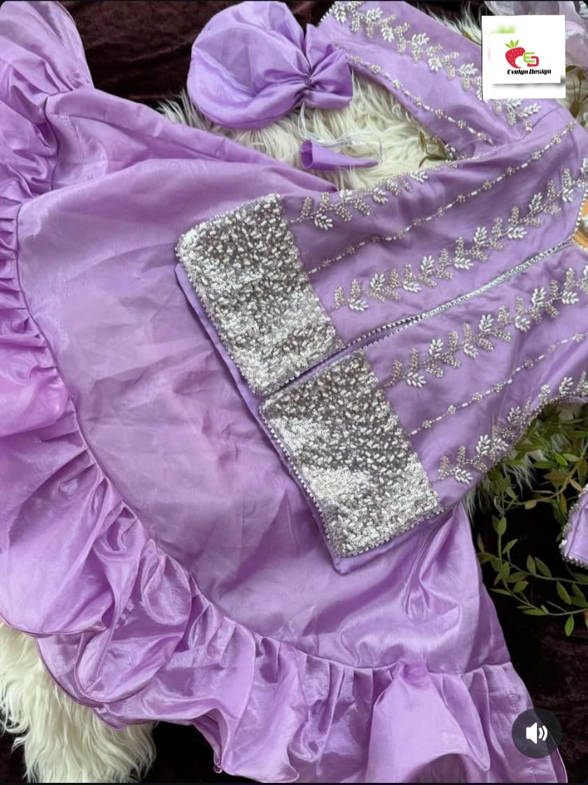 Lavender Embroidered Lehenga Set for Kids