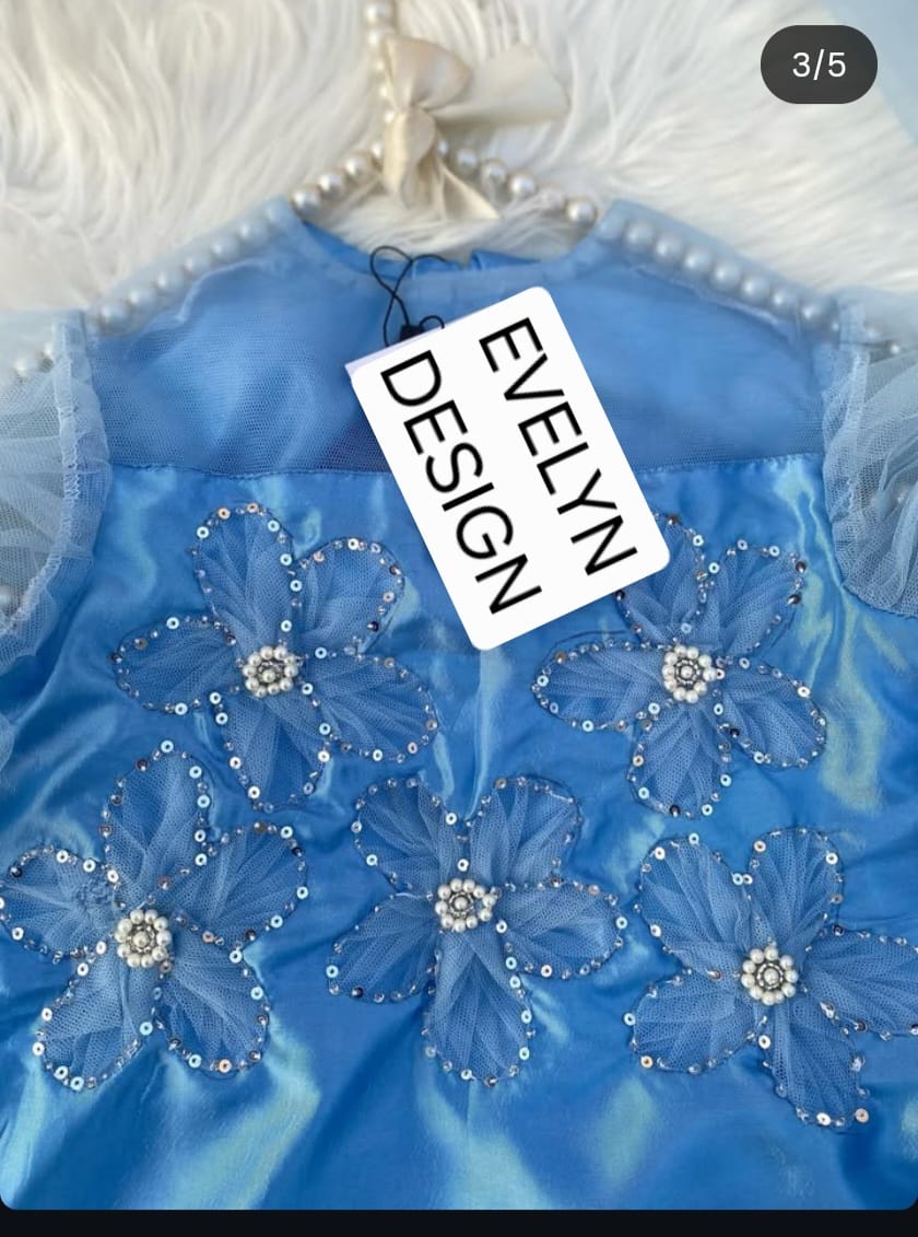 Kids Sky Blue Embroidered Suit