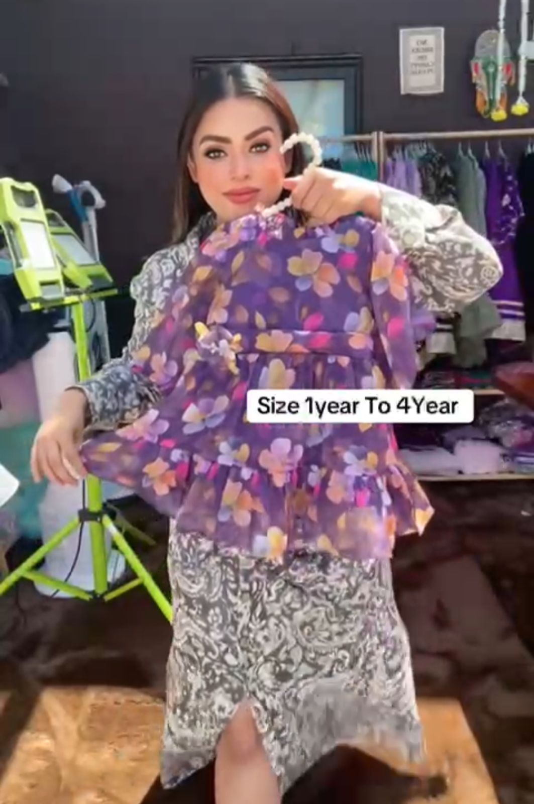 Purple Floral Layered Party Frock