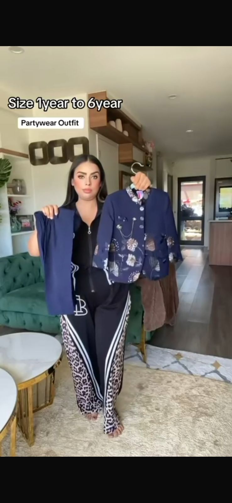 Boys Navy Blue Floral Indo-Western Partywear Set