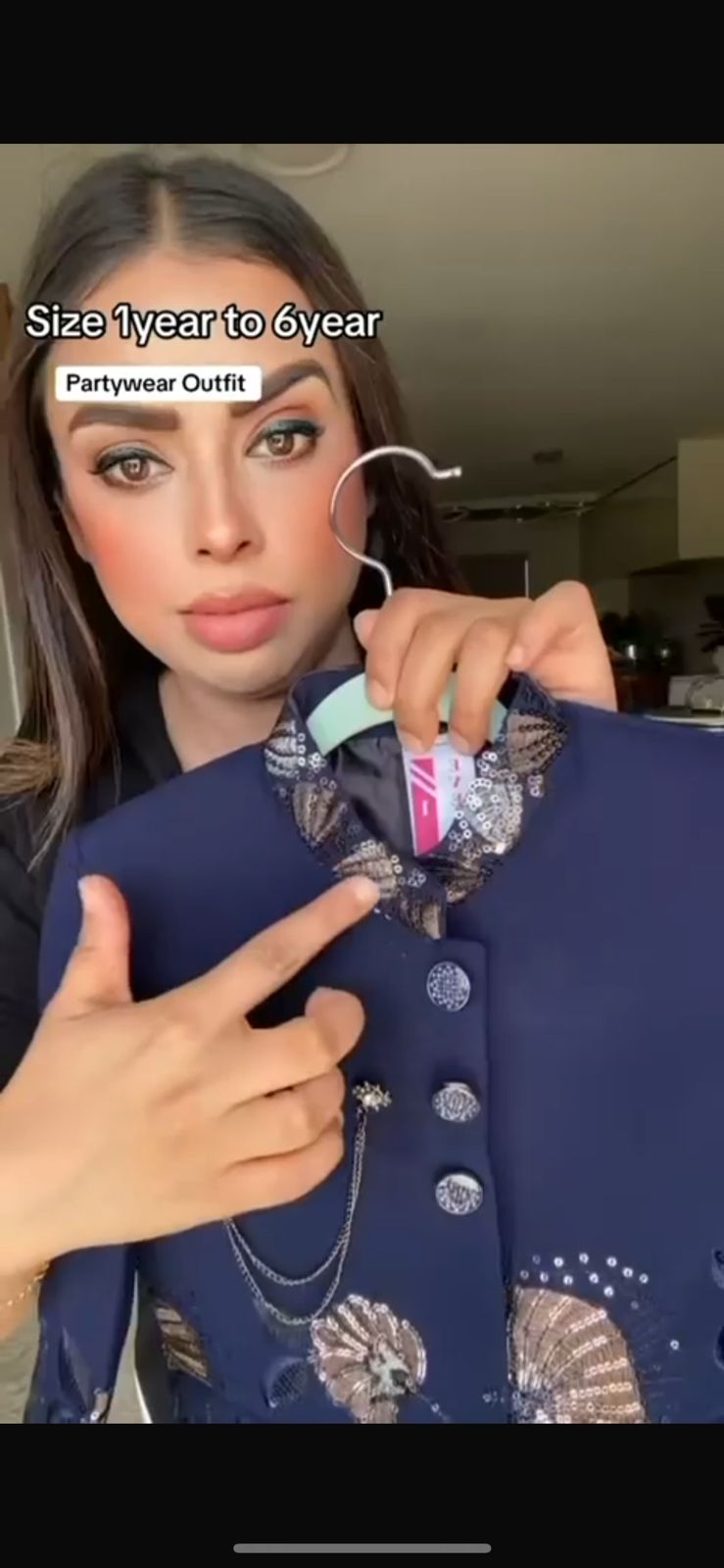 Boys Navy Blue Floral Indo-Western Partywear Set