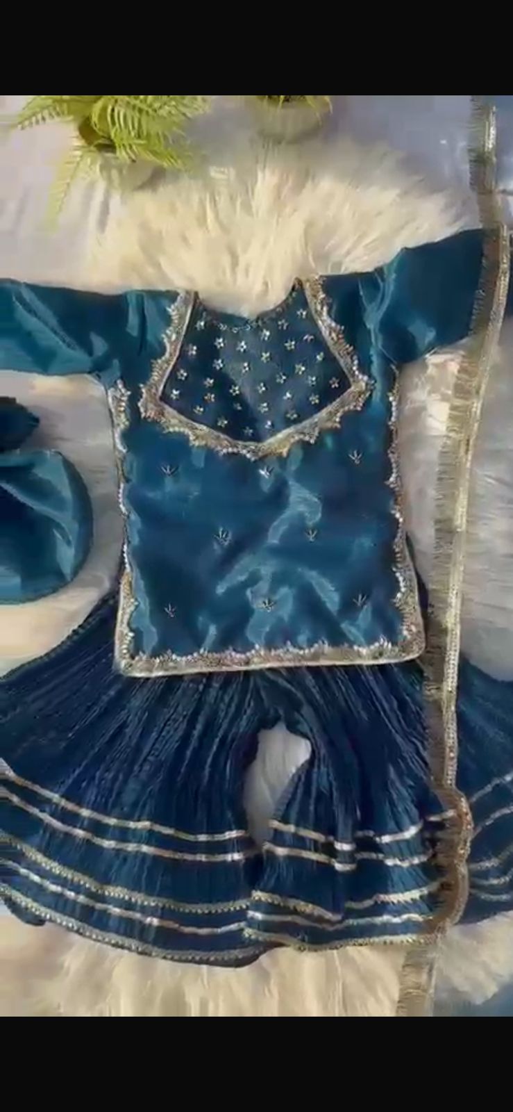 Teal Blue Shimmer Gharara Set