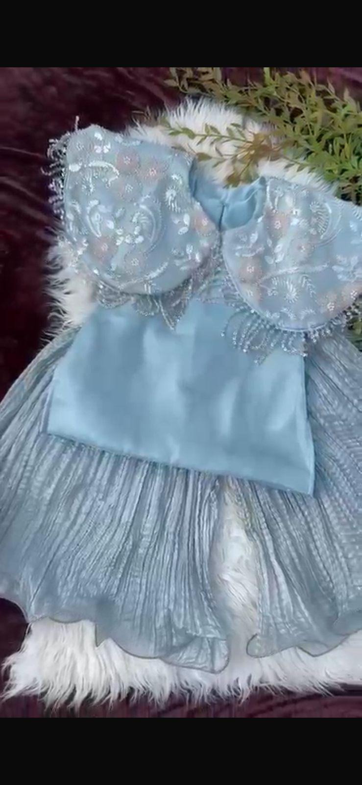 Celestial Blue Crushed Organza Gharara Set