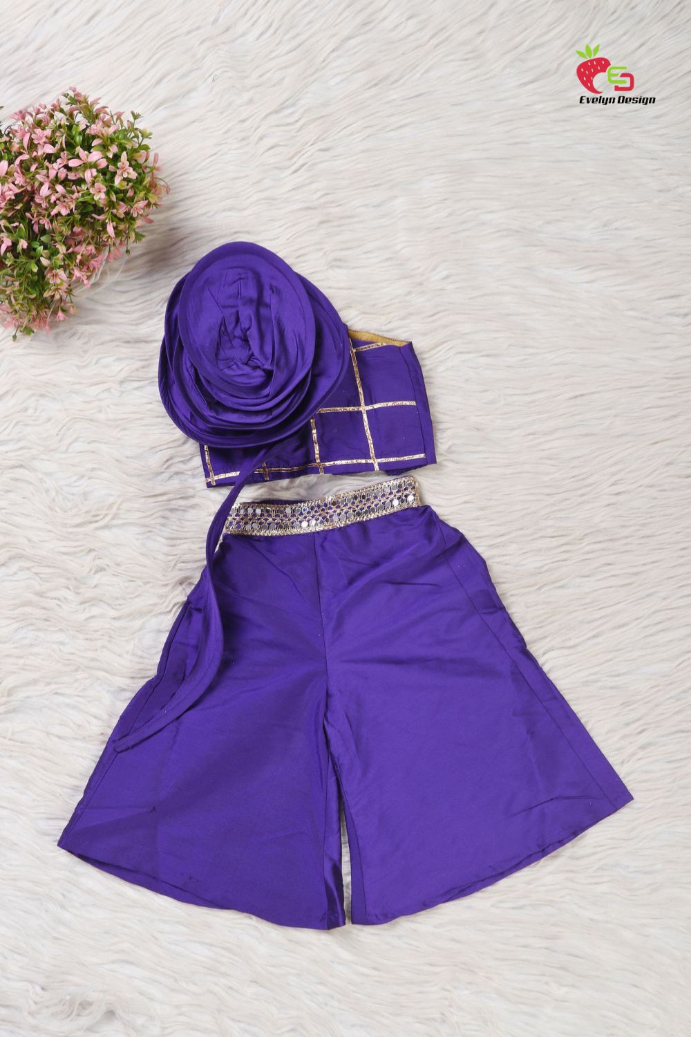 Purple Silk Indo Western Coord Set