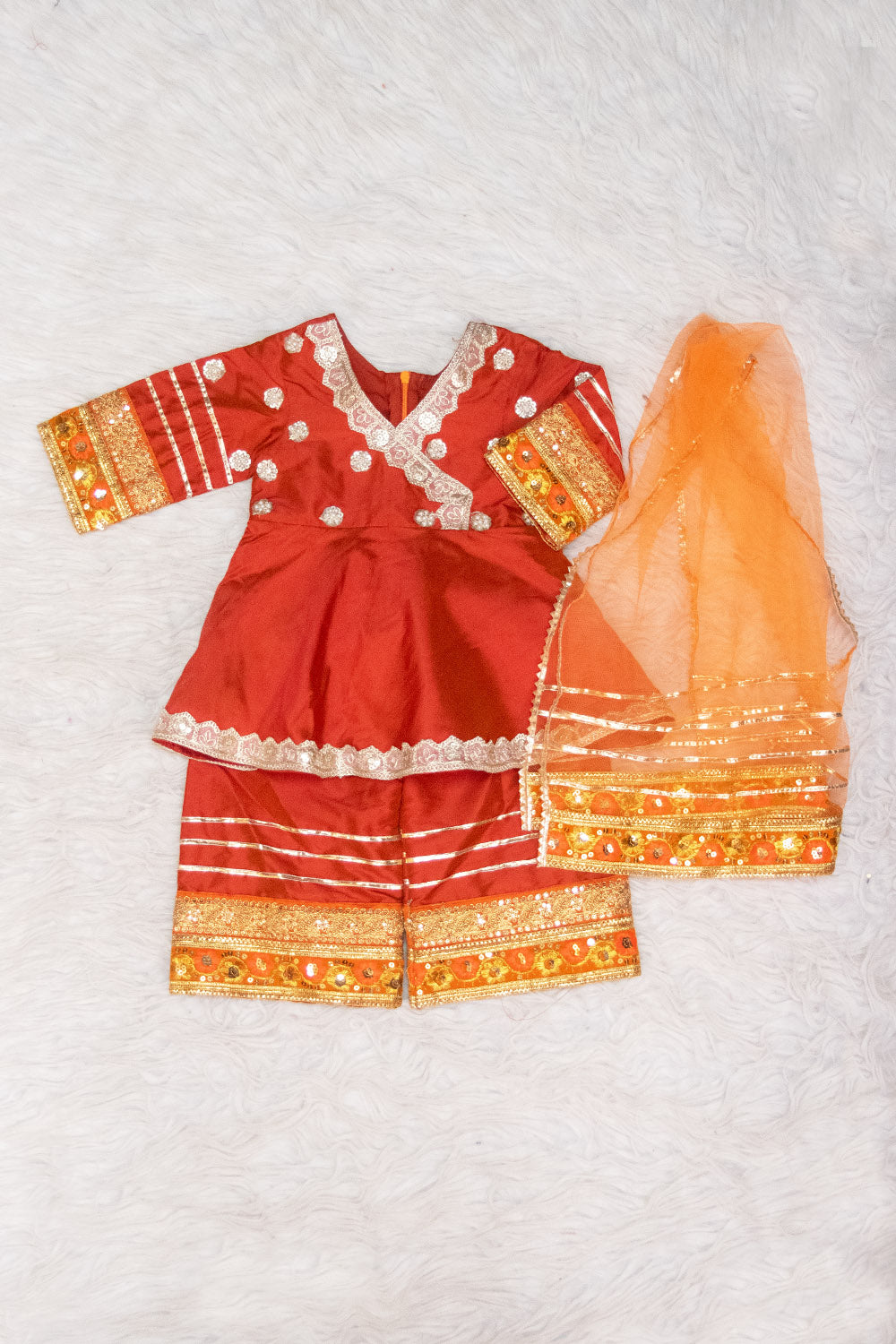 Royal Rust Sharara Set - Kids Ethnic Wear