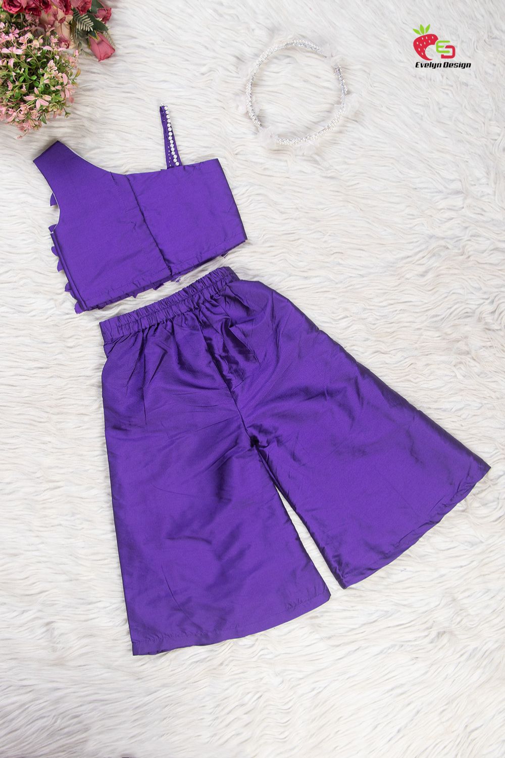 Purple Taffeta Silk Coord Set