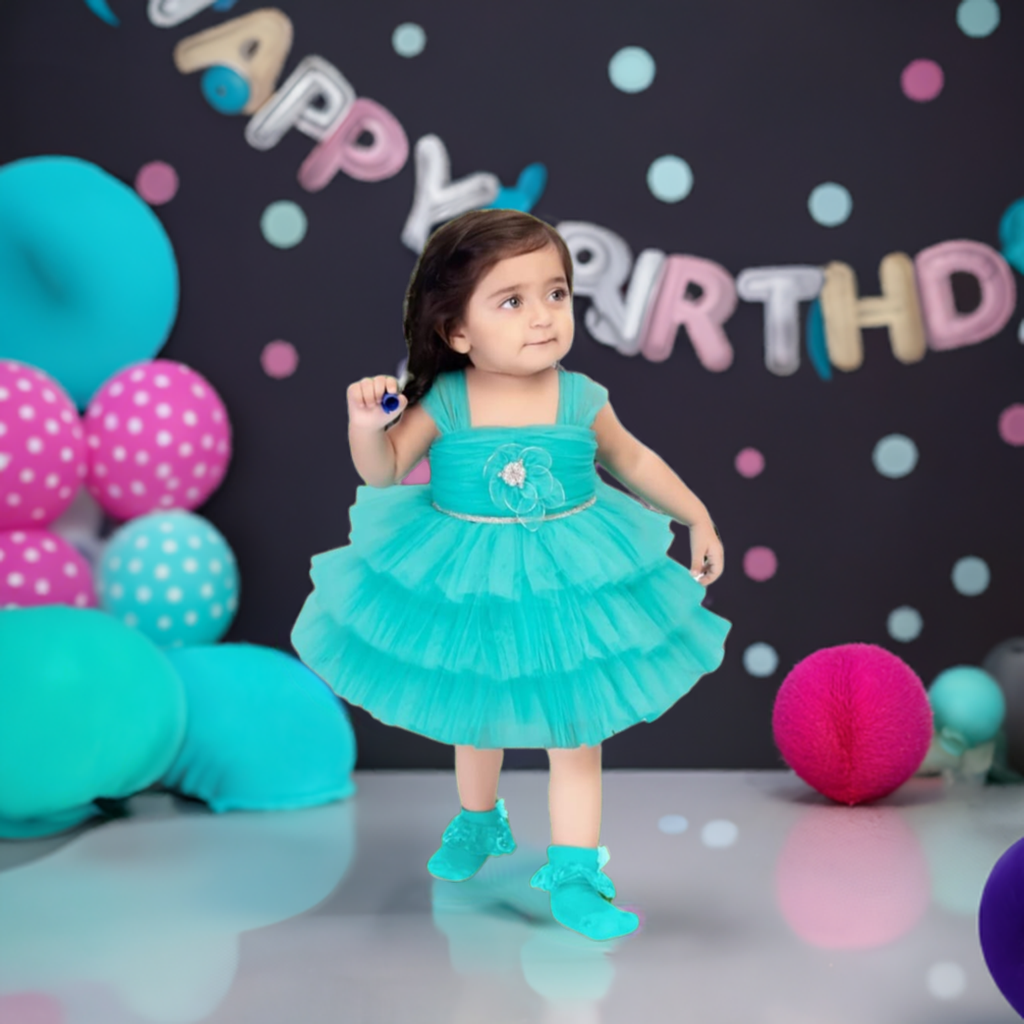 Aqua Blossom Tutu Dress