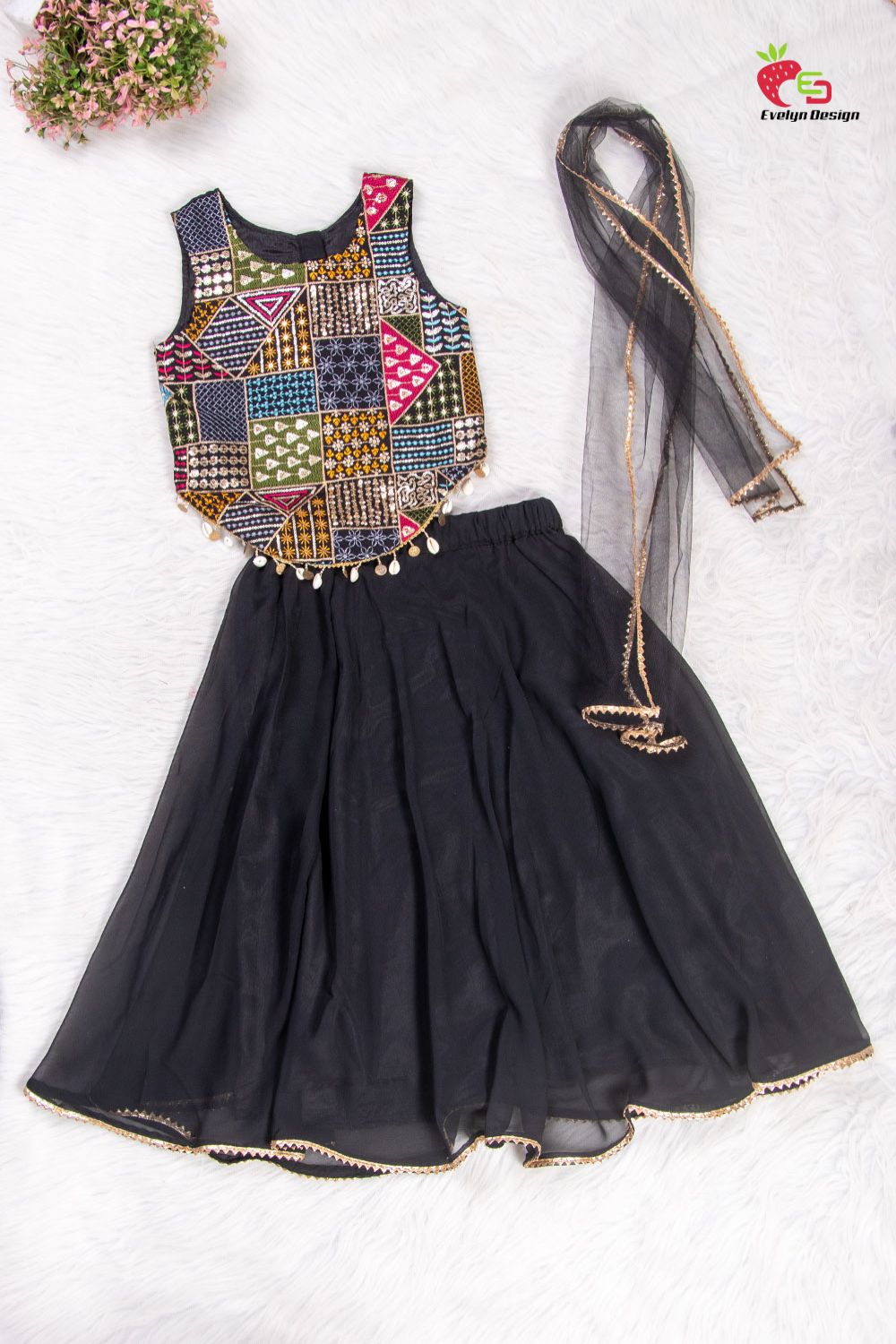 Black Ethic Wear Lehenga with Choli and Dupptta